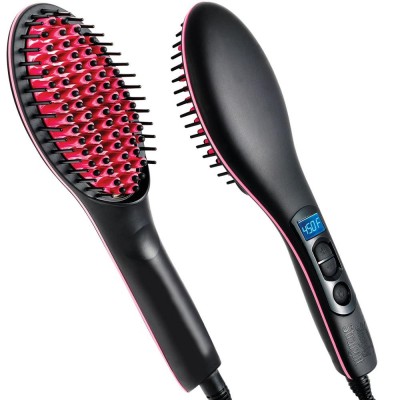 Hot sell Professional 3 inch Ceramic Fast Heat-up TV Hair Straightening Electric Comb Steam rolling Hair Straightener brush